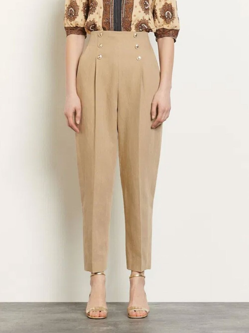 Sandro High-Waisted Trousers with Buttons 6